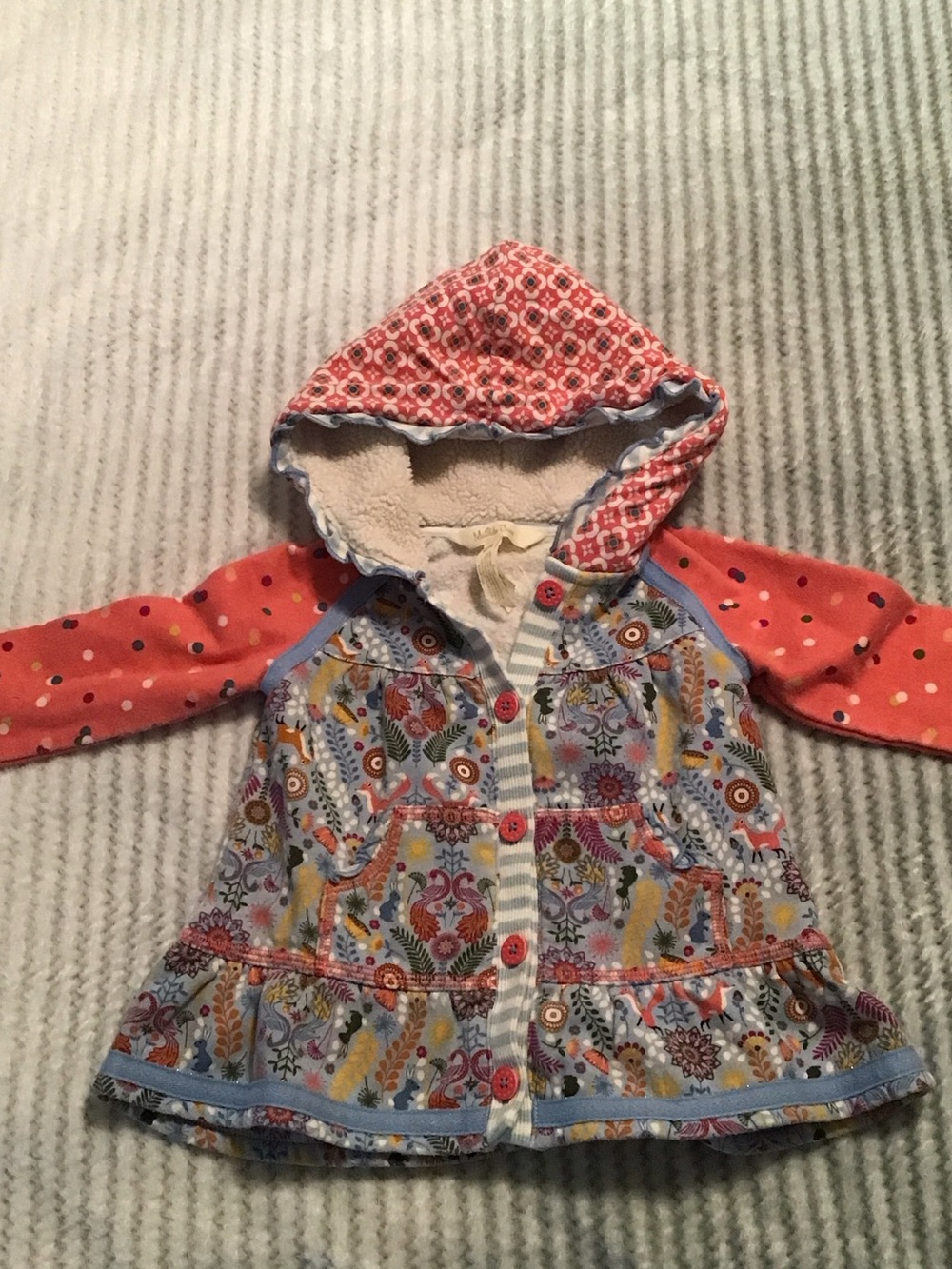 Matilda Jane Coral Hooded Mixed-Print Jacket Size 18-24M EUC